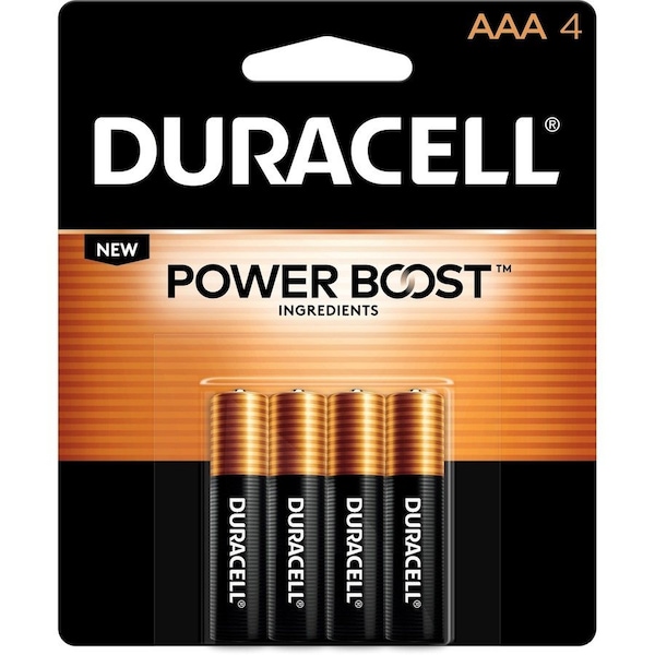 Duracell Coppertop AAA Alkaline Battery, 1.5V DC, PK4 MN2400B4Z - main