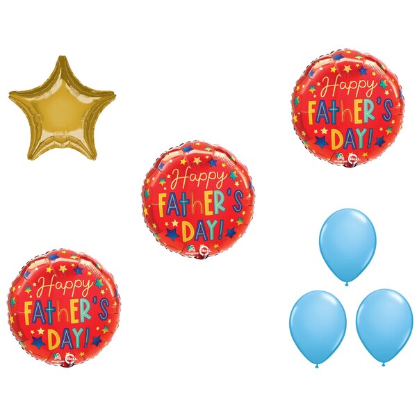Loonballoon LOONBALLON Father's Day Theme Balloon Set, 3x Strandard Happy Father's Day Stars Balloon, Star Foil 87118 - main