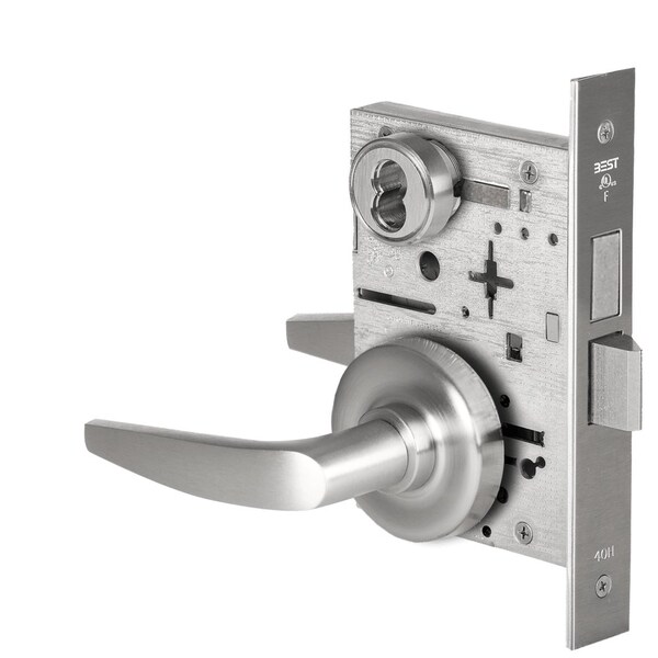 Best Grade 1 Dormitory Mortise Lock, 16 Lever, R Rose, SFIC Housing Less Core, Satin Chrome Finish, Fiel 45H7T16R626 - main