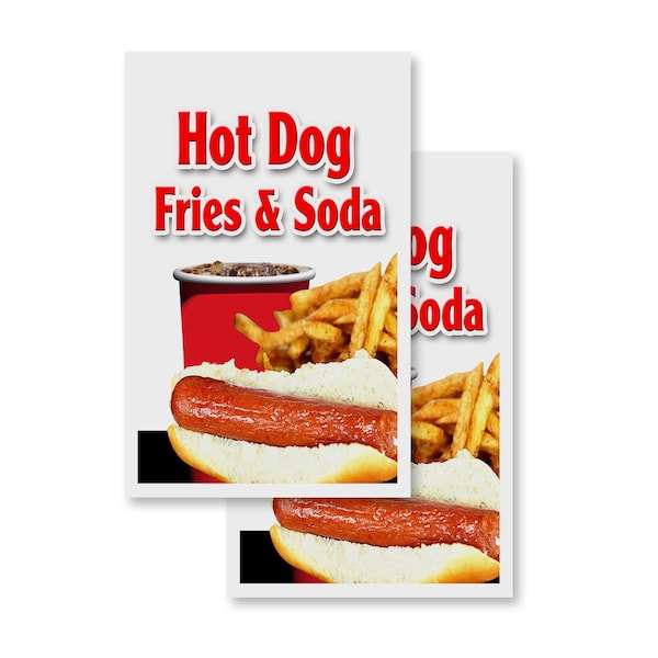 Signmission Hot Dog Fries & Soda, Vinyl Decals Only 24 Inch x 36 Inch, Vinyl Decal, 2PK DSB-2436-2PACK-Hot Dog Fries & Soda - main