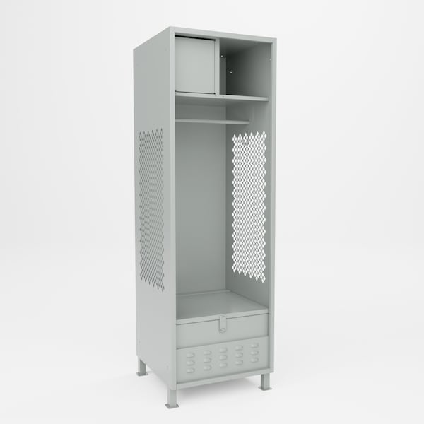 Pucel Athletic Gear Locker, 24 in W x 72 in H x 24 in D, Top Cabinet, Foot Locker, 4 in Legs, Gray GL-2472-24-TFL - main