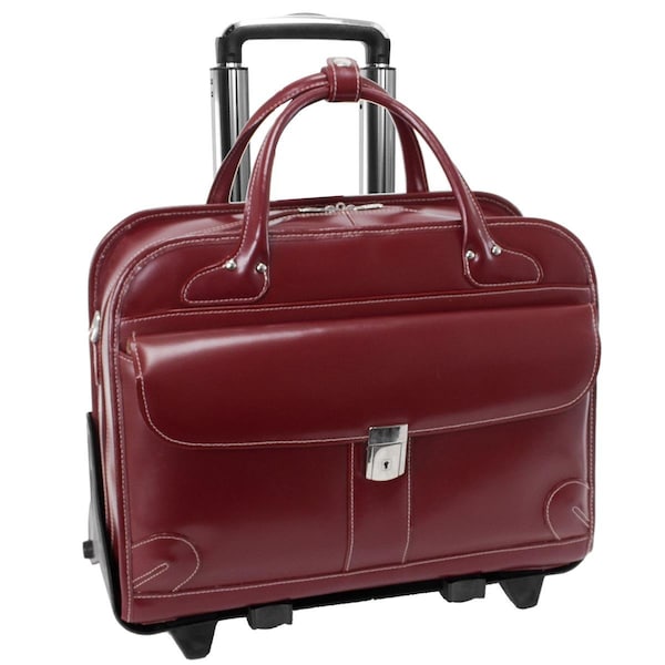 A1 Luggage Lakewood - Red Leather Fly-Through Checkpoint-Friendly Detachable-Wheeled Ladies Briefcase A12611517 - main