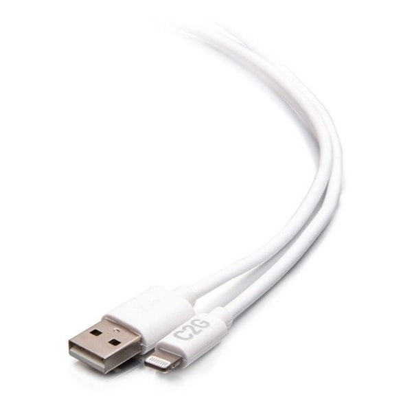 C2G 10ft USB-A Male to Lightning Male Sync and Charging Cable - White C2G29907 - main