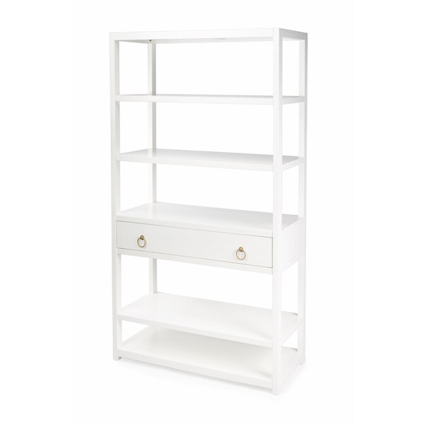 Homeroots 70" White Five Tier Standard Bookcase With One Drawer 389579 - main
