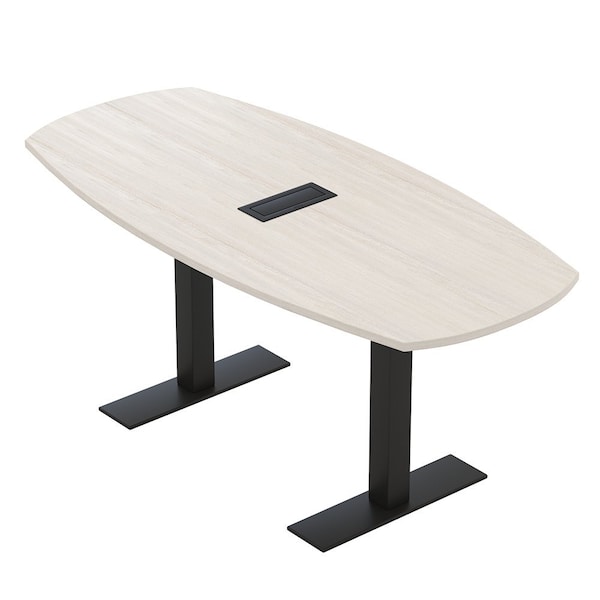 Skutchi Designs Arc Boat Conference Table With Power, 36 in W, 72 in L HAR-ABOT-36X72-T.BK-K458-EBLK - main
