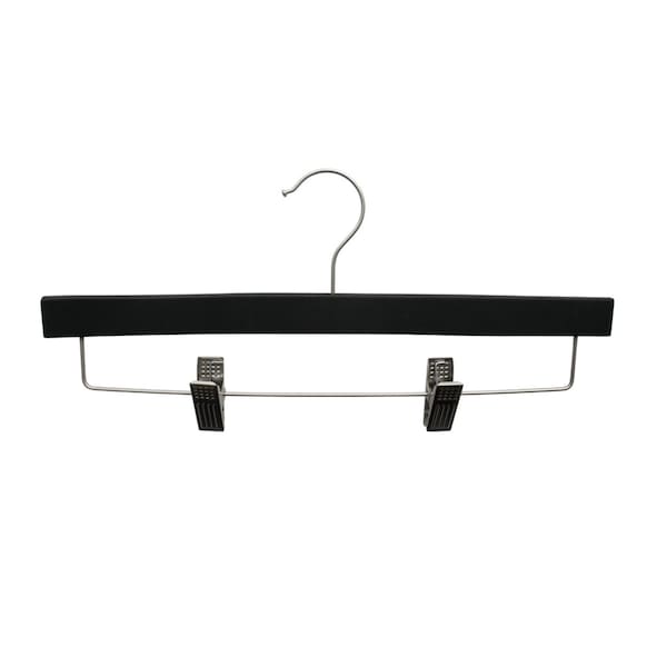 Nahanco 14in Black Rubber Wooden SlimLine Pant/Skirt Hanger w/ Padded Clips, 50PK SL70814RC50 - main