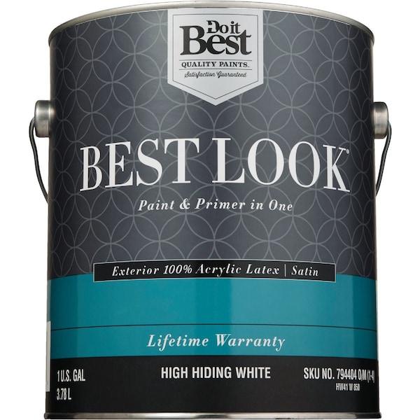 Do It Best 100% Acrylic Latex Premium Paint & Primer In One Satin Exterior House Paint High Hiding Wht 1 Gal. HW41W0850-16 - main