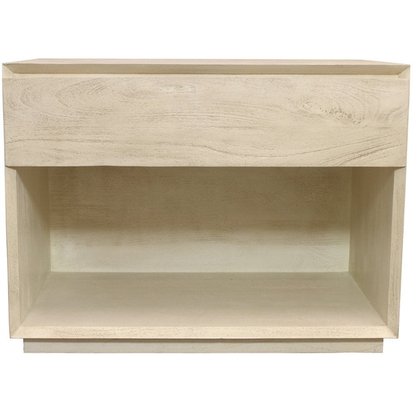Homeroots 24" Natural Solid Wood Ribbed Texture One Drawer Nightstand 569603 - main