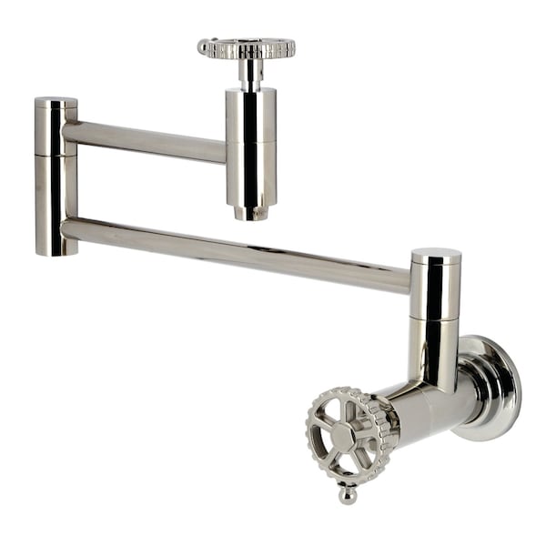 Kingston Brass Wall Mount Pot Filler Faucet, Polished Nickel KS8106CG - main