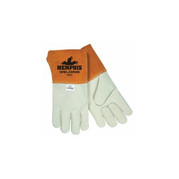 Mcr Safety Grain Cow MIG/TIG Welders Gloves, Grain Cow Leather, Large, Russet/Beige, 12PK 127-4952L - main