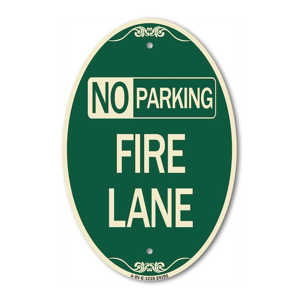 Signmission Delaware No Parking Fire Lane, 12 Inch X 18 Inch Architectural Oval, Heavy Gauge Aluminum A-OV-G-1218-24195 - main