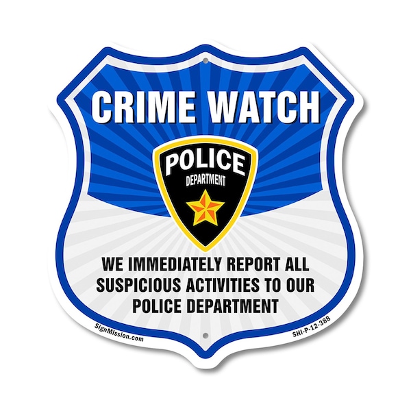 Signmission Neighborhood Crime Watch Shield Sign We, 12 Inch X 12 Inch, Plastic Sign SHI-P-12-388 - main