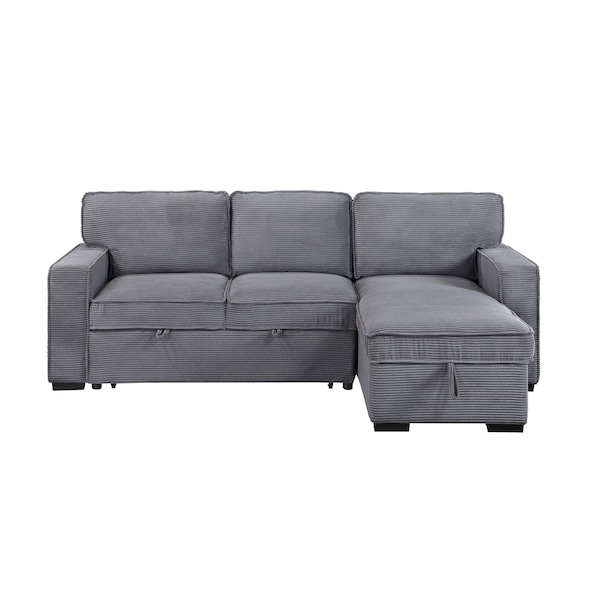 Homeroots 92" Light Gray Sleeper USB Sleeper Sofa And Toss Pillow With Black Legs 559221 - main
