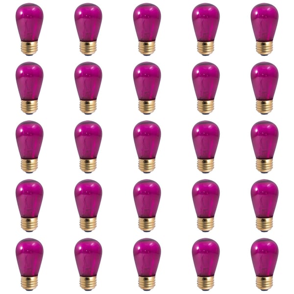 Bulbrite 11-Watt S14 Transparent Pink Dimmable Incandescent Light Bulb, 25PK 861309 - main