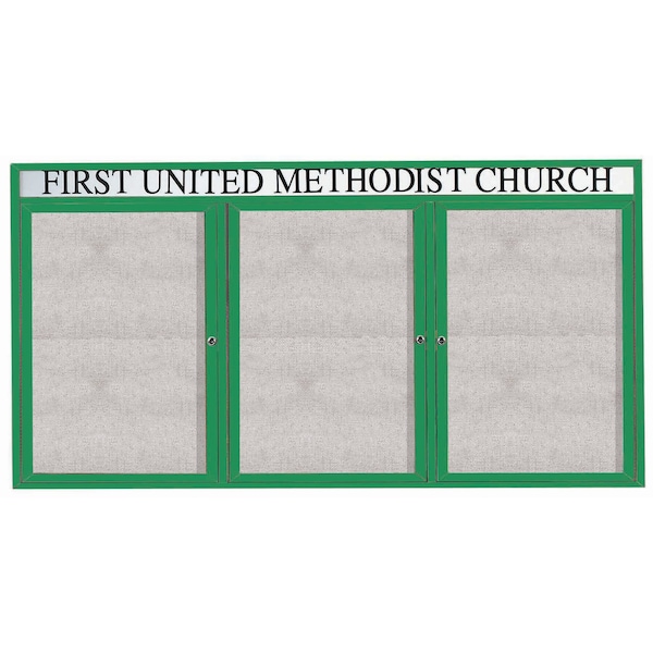 Aarco Outdoor Enclosed Bulletin Board w/ Al Frame Header, Powder Coated Green, Neutral 48''Hx96''W ODCC4896-3RHG - main