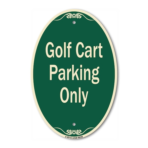 Signmission Golf Cart Parking Only Green & Tan, 12 Inch X 18 Inch Designer, Heavy Gauge Aluminum A-OV-G-1218-9839 - main