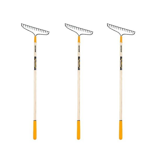 True Temper 57 in. Hardwood Handle Steel Bow Rake, 16-Tine, 3-Pack 10000-07561 - main