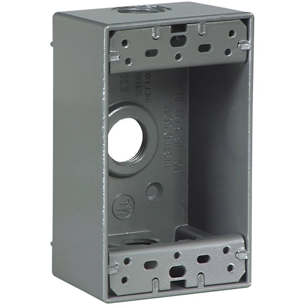 Eaton Wiring Devices Outlet Box, 3 -Outlet, 1 -Gang, Aluminum, Black, Powder-Coated, Wall Mounting 1113-SP - main