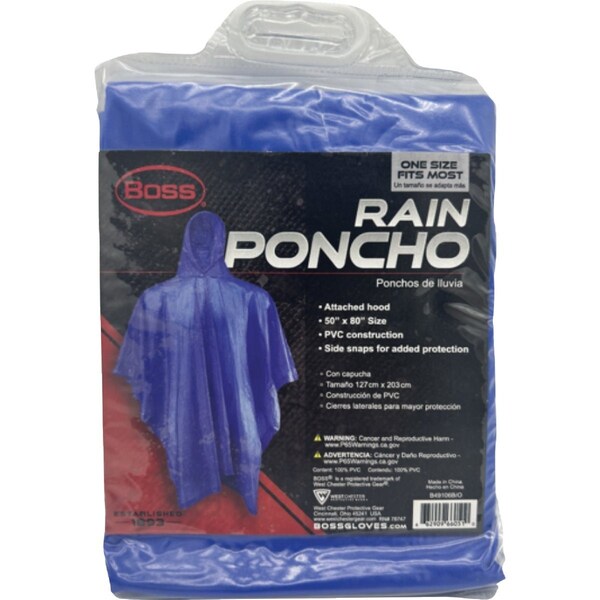 Boss 50'' x 80'' Blue Rain Poncho B49106B/O - main