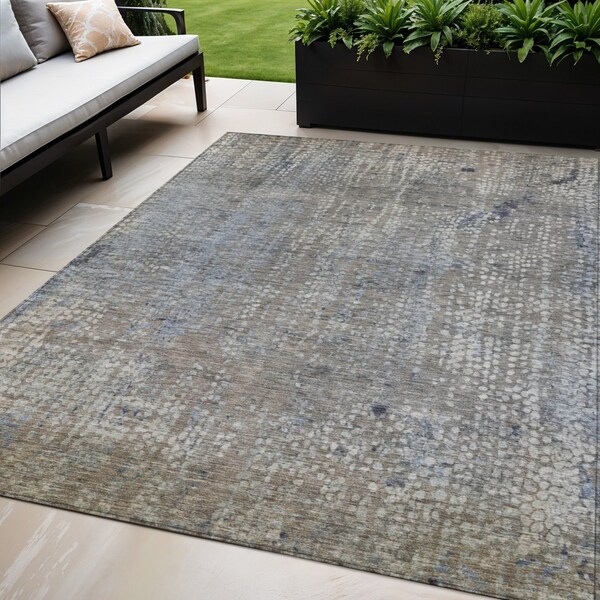 Homeroots 5' X 8' Taupe And Ivory Abstract Washable Indoor Outdoor Area Rug 631078 - main