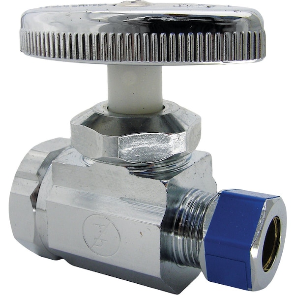 Westlake Pipe & Fittings 1/2'' FIP Inletx3/8'' Compression Outlet Brass Straight Stop Valve 6/1/7273 - main