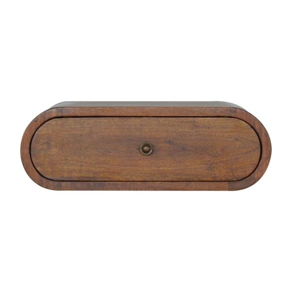 Homeroots 18" Chestnut Solid Wood Oval One Drawer Floating Nightstand 653812 - main