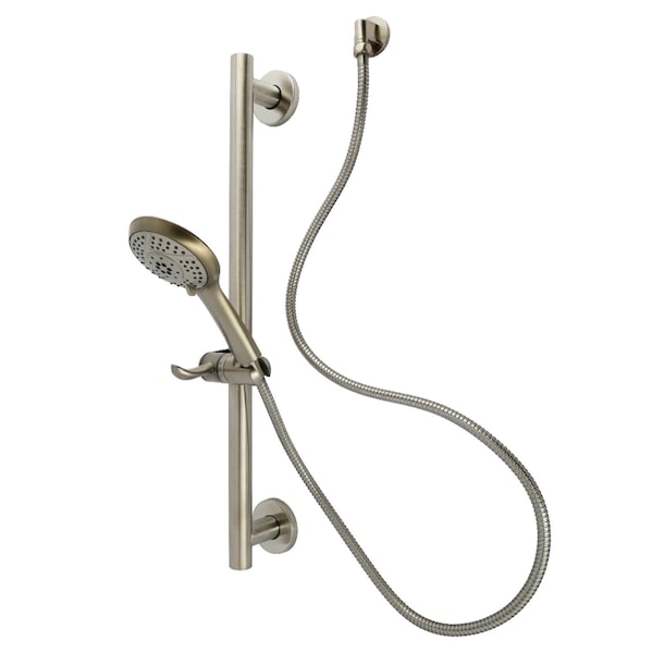 Kingston Brass Shower System with Slide/Grab Bar and Hand Shower, Brushed Nickel KAK1548E - main