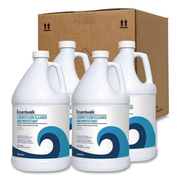 Boardwalk Luxury Floor Cleaner and Protectant, Lemon Scent, 1 gal Bottle, 4PK BWK4854 - main