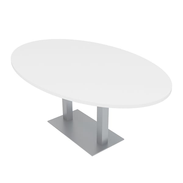 Skutchi Designs Oval Conference Table With Power Unit, 48 in W, 84 in L, White HAR-OVL-48X84-DOU-W960-NA - main