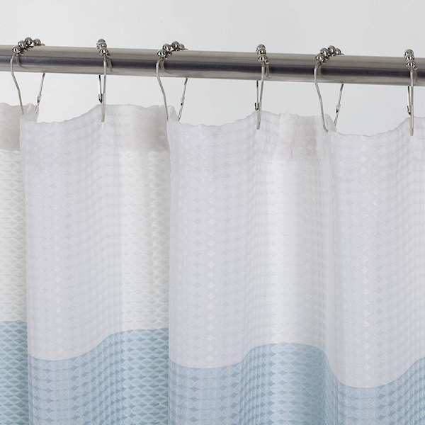 Homeroots 72" White And Blue Striped Shower Curtain 484079 - main