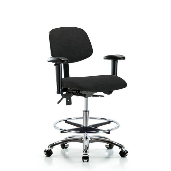 Blue Ridge Ergonomics Chair, Fab, Med Bench, Chr AA CF Cast, Blk, 6-Way Adjustable, 22" to 29" Height, Black BR-FMBCH-CR-T0-A1-CF-CC-F42 - main
