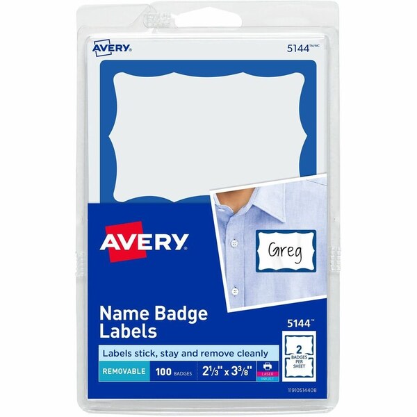 Avery Customizable Name Tags, 2 1/3 in, PK100 05144 - main