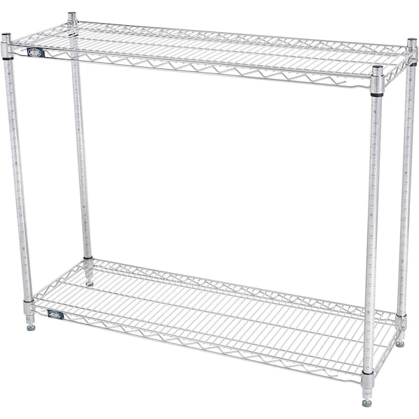 Global Industrial Nexel 2 Shelf, Stainless Steel Wire Shelving Unit, Starter, 42"W x 18"D x 34"H B3149603 - main