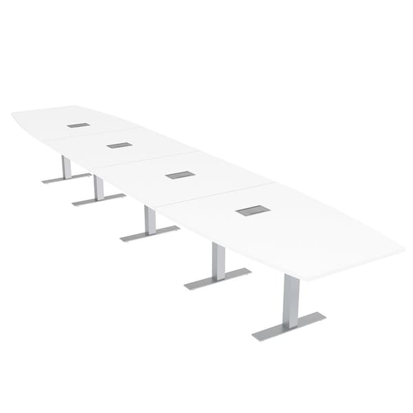 Skutchi Designs 20ft Conference Table With Power Unit | 20 Person Modular Boat Meeting Table | Harmony Series HAR-BOT-48X240-T-W960-ESIL - main