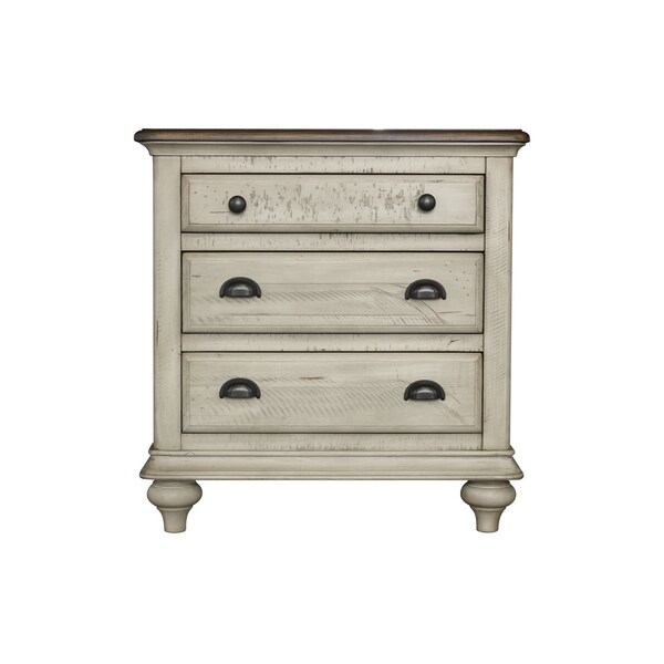 Homeroots 27" x 17" x 28" Two ToneSolid WoodDrawer Nightstand 366179 - main