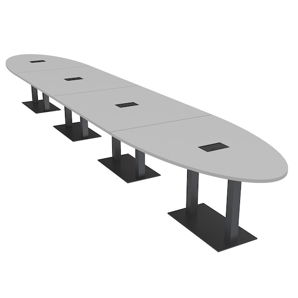 Skutchi Designs Oval Conference Table With Power, 48 in W, 240 in L, Grey HAR-OVL-48X240-DOU.BK-U779-EBLK - main