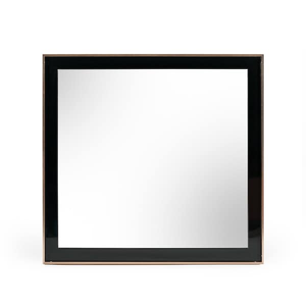Homeroots 39" Rose Gold and Black Wood and Metal Framed Accent Mirror 510891 - main