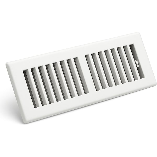 Sierra Grates 4 in. H X 14 in. W 2-Way 45 Degree Louvered, Steel, White Floor Register TWF414-WHT - main