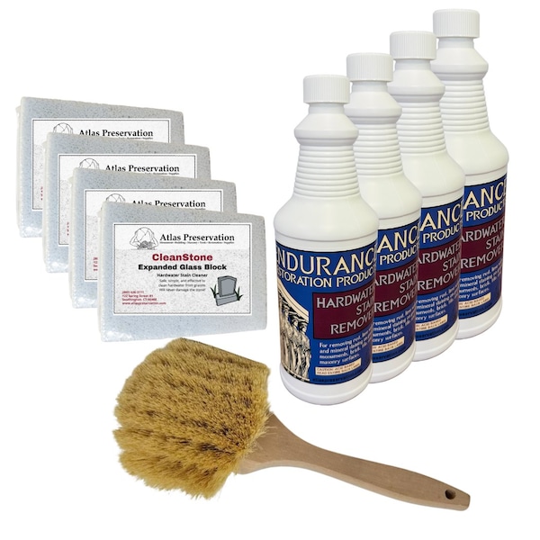 Endurance Restoration Products Large Hardwater Stain Cleaning Set. This Set Includes: Four Quart Cleaners, Four CleanStones and On EHSCSl - main