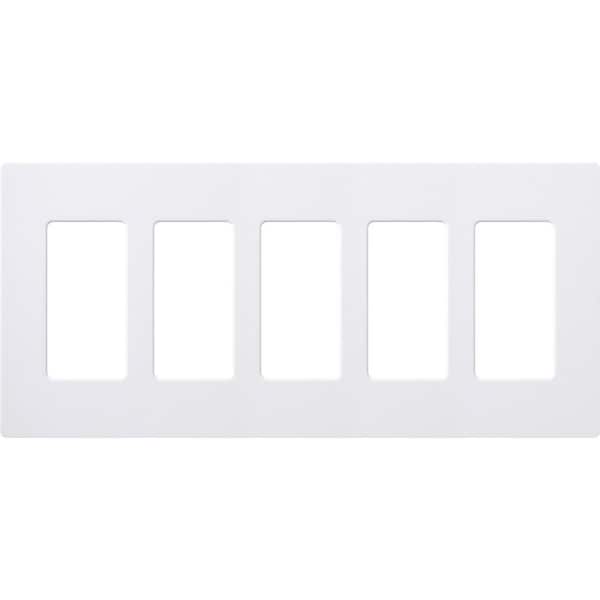 Lutron Designer Wall Plates, Number of Gangs: 5 Thermoset, Gloss Finish, White CW-5-WH - main