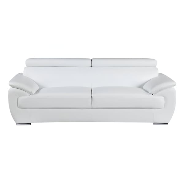 Homeroots 86" White Leather Sofa With Silver Legs 329523 - main
