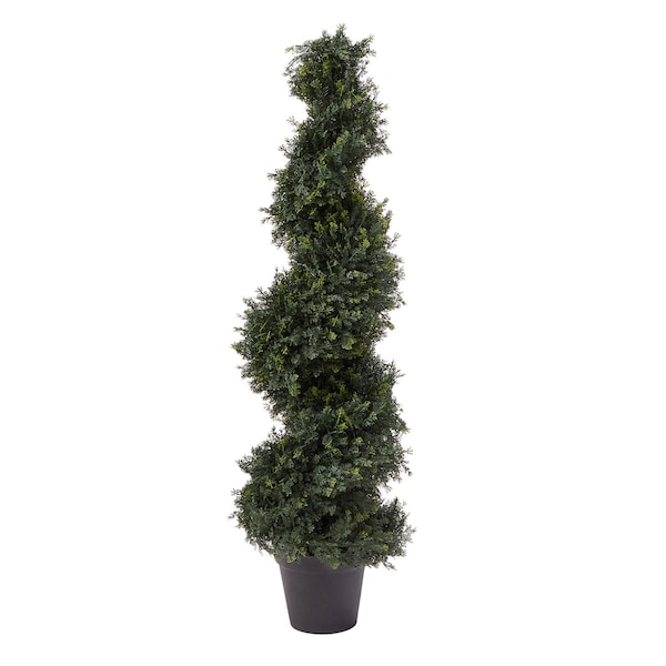 Pure Garden Artificial Tree 4FT Spiral Cypress Topiary Tree with Pot UV-Protected Indoor or Outdoor Fake Plants 50-LG1114 - main