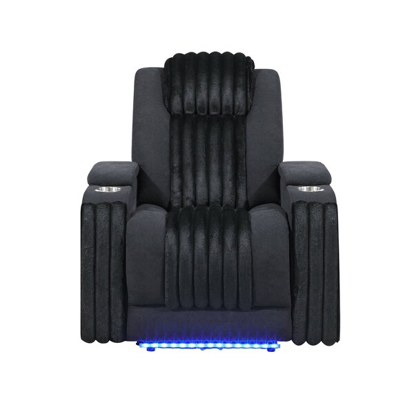 Global Furniture Usa Contemporary U8000 Black Power Recliner W/ Power Headrest & Led Light U8000-BLACK-PR W/ PHR + LED - main