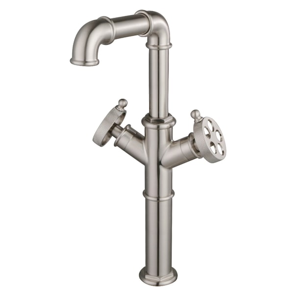 Kingston Brass Double-Handle Vessel Faucet with Knurled Handle, Brushed Nickel LS6608RKZ - main