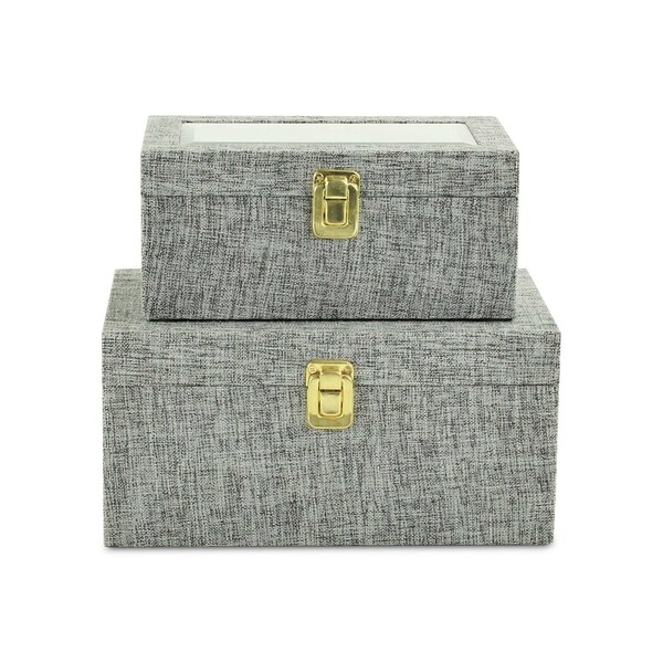 Homeroots Canter Isle Gray Linen Box Set 489365 - main