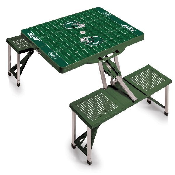 Picnic Time Family Of Brands New York Jets - Football Field - Picnic Table Portable Folding Table with Seats, (Hunter Green) 811-00-121-225-2 - main