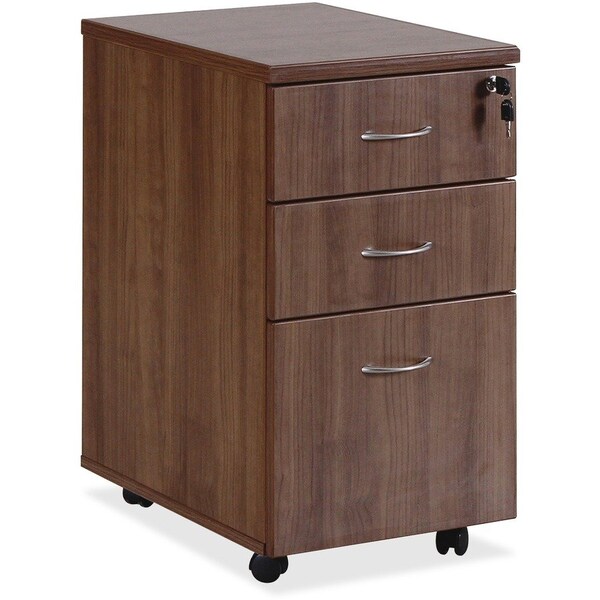 Lorell Mobile Pedestal - 15.8" x 22" x 28.4" - Walnut - Essentials Series 69983 - main
