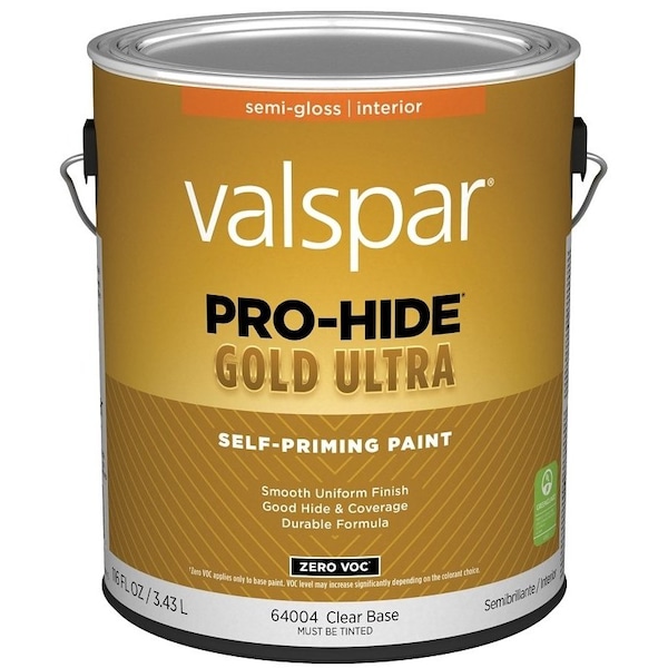 Valspar Pro-Hide Gold Ultra 6400 Latex Paint, Acrylic Base, Semi-Gloss Sheen, Clear Base, 1 gal 028.0064004.007 - main