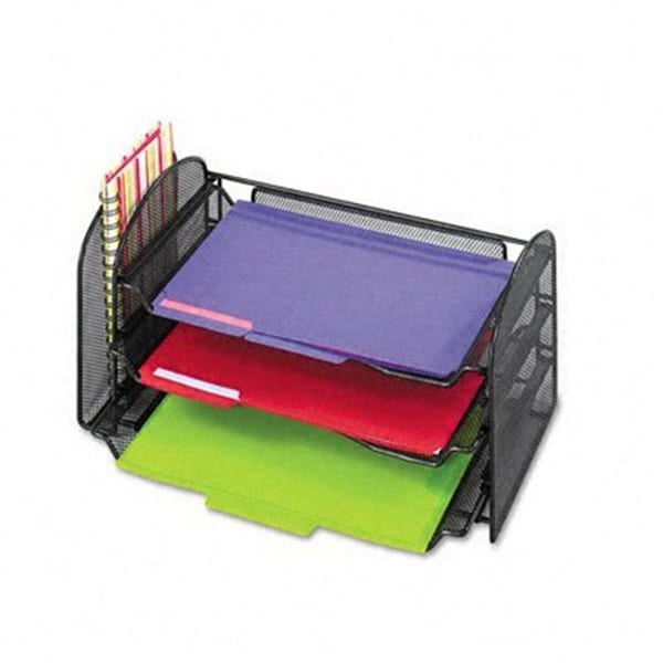 Betterbeds Onyx Mesh Desk Organizer - 3 Sliding Horizontal - 1 Upright - Black BE685491 - main