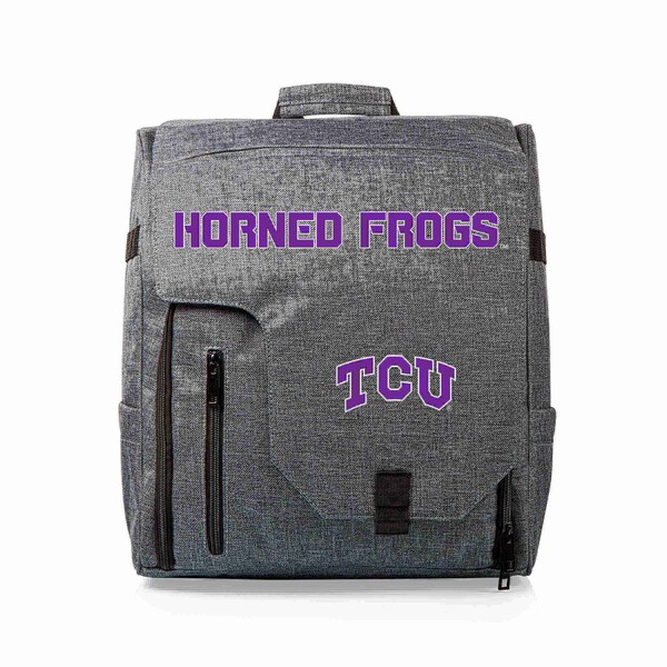 Picnic Time Family Of Brands TCU Horned Frogs - Commuter Travel Backpack Cooler, Heathered Gray 651-00-105-844-0 - main